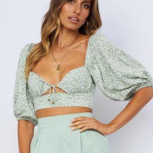 Hello Molly Sage Green Crop Top